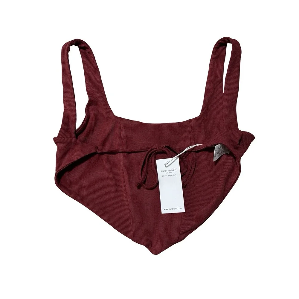 NWT Riot Swim‎ Lounge Square Neck Back Tie Tank Top Red Size XS